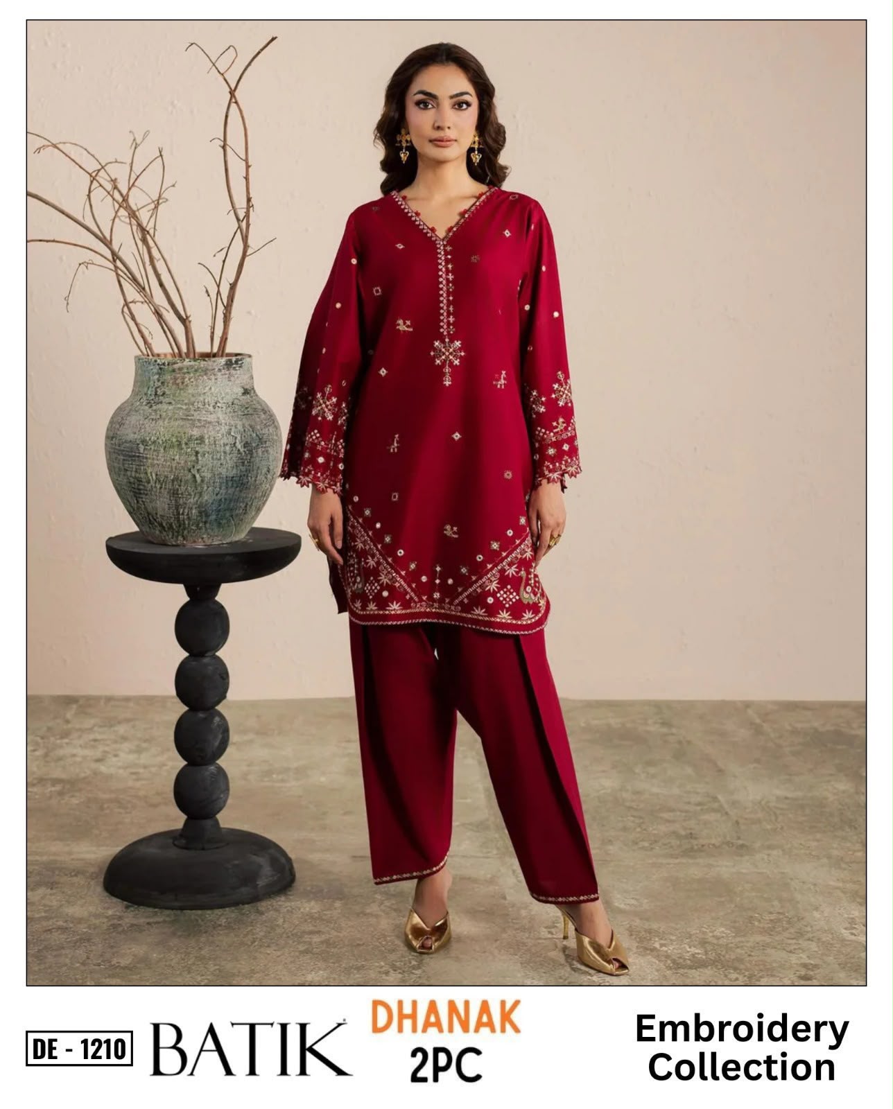 Dhanak embroidered luxury unstitched 2pc suit